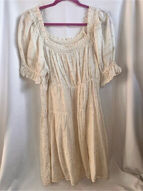 Old Navy Cream Mini Dress with Puff Sleeves
